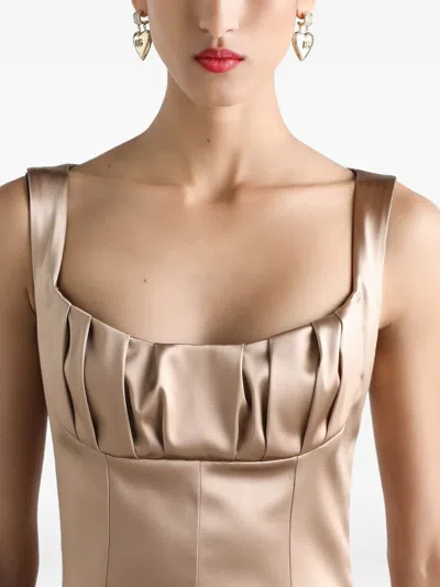 Dolce & Gabbana Silhouette Pleated Sleeveless Square Neckline Dress In Neutral