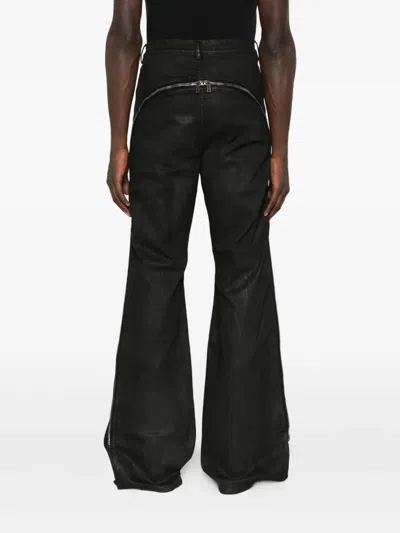Rick Owens Drkshdw Coated Bolan Banana Jeans With Zippers In Black