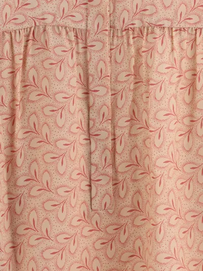 Kristina Ti Blouse With Foliage Print And Refined Stand-up Collar In Pink