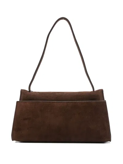 Elleme Long Papillon Suede Top-handle Shoulder Bag In Brown