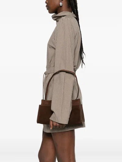 Elleme Long Papillon Suede Top-handle Shoulder Bag In Brown