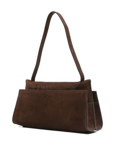 Elleme Long Papillon Suede Top-handle Shoulder Bag In Brown