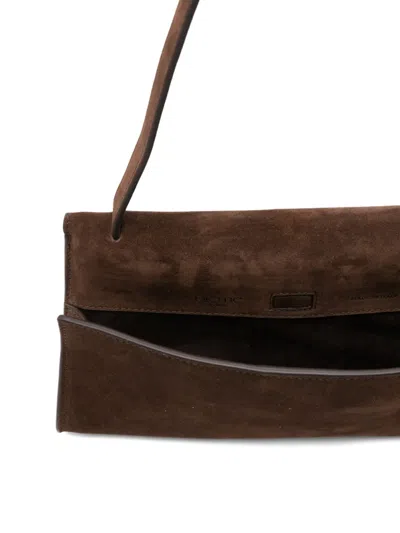 Elleme Long Papillon Suede Top-handle Shoulder Bag In Brown