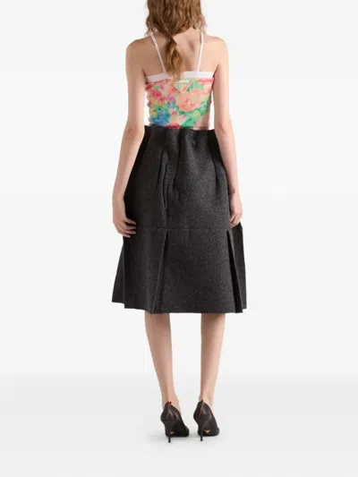 Prada Floral Print Cotton Spaghetti Strap Top In Animal Print