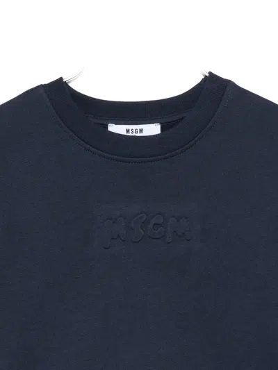 Msgm Logo-embossed Sweatshirt In Blue