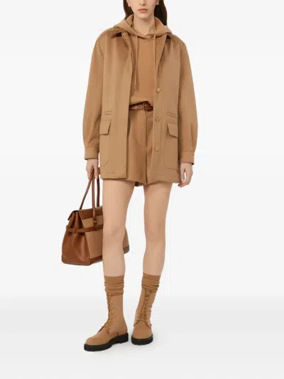 Max Mara Wool And Cashmere Hoodie In Brown