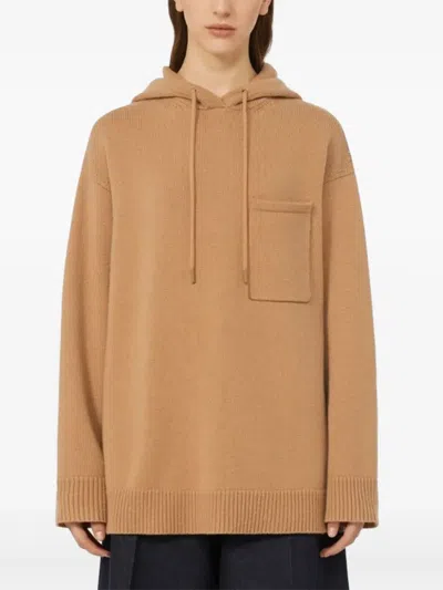 Max Mara Wool And Cashmere Hoodie In Brown
