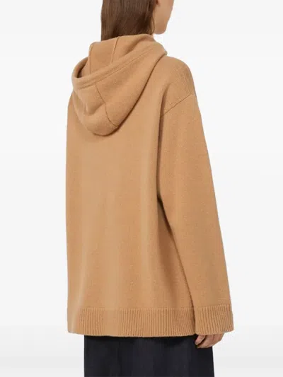 Max Mara Wool And Cashmere Hoodie In Brown