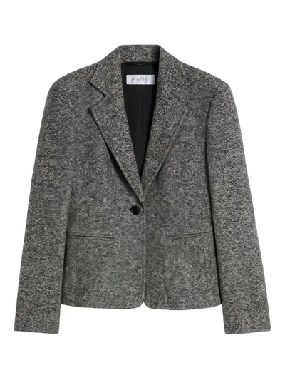 Max Mara Salmone Single-breasted Tweed Blazer Jacket In Gray