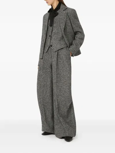 Max Mara Salmone Single-breasted Tweed Blazer Jacket In Gray