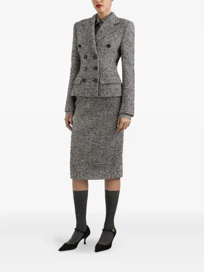 Dolce & Gabbana Boucl Print Silk Chiffon Shirt In Multi