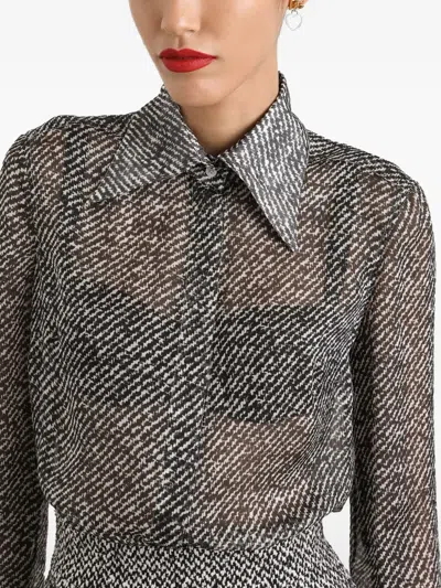 Dolce & Gabbana Boucl Print Silk Chiffon Shirt In Multi