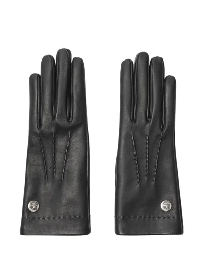 Burberry Ekd Logo Stud Full-finger Gloves In Black