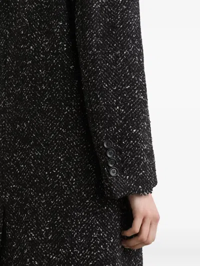 Dolce & Gabbana Herringbone-pattern Double-breasted Coat In Black