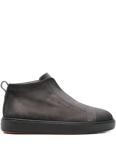 Santoni "mid Victory" Ankle Boots With Round Toe In Gray