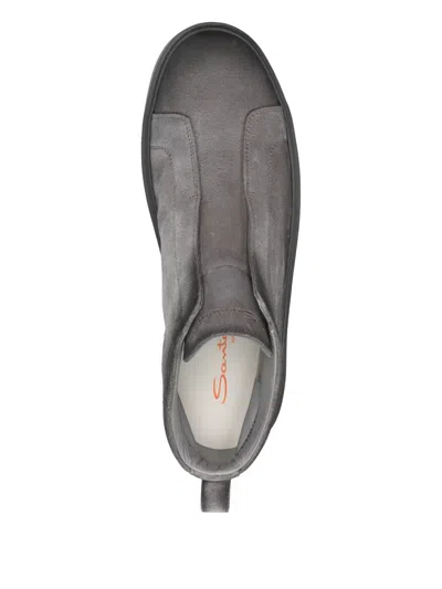 Santoni "mid Victory" Ankle Boots With Round Toe In Gray
