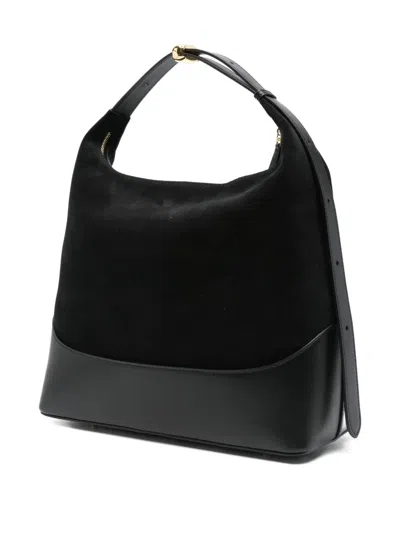 Elleme Large Loop Suede Leather Shoulder Bag In Black