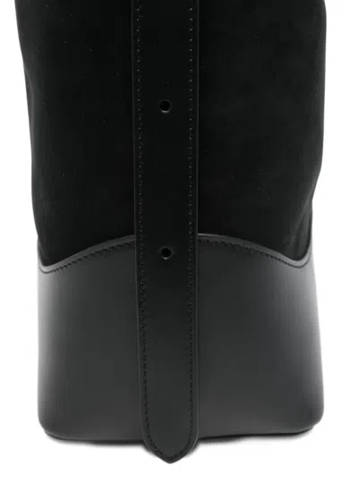 Elleme Large Loop Suede Leather Shoulder Bag In Black