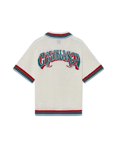 Casablanca Paris Gothic Short-sleeve Crochet Shirt In White