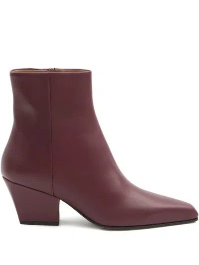 Paris Texas Ankle Boots In Rouge Noir Calf Leather In Burgundy