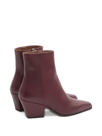 Paris Texas Ankle Boots In Rouge Noir Calf Leather In Burgundy