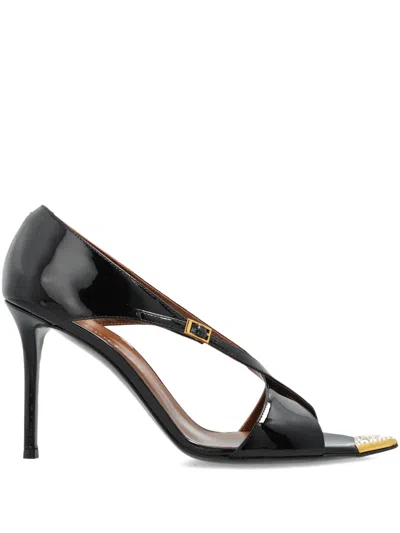 Giuseppe Zanotti 90mm Intrigo Patent-leather Cross-strap Heeled Sandals In Black