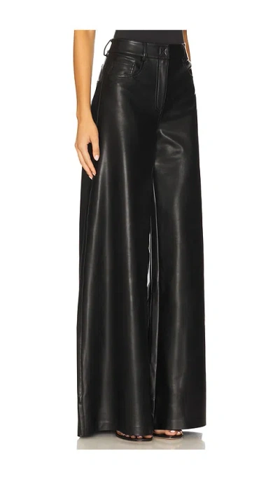 Norma Kamali High Waist Wide Leg Synthetic Leather Trousers In Black
