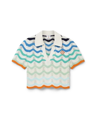 Casablanca Paris Gradient Wave Crochet Top In Multi