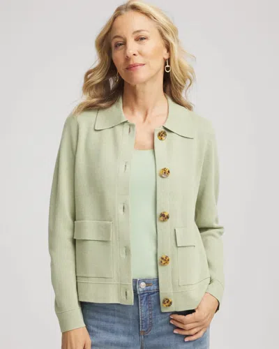 Chico's Button-front Cardigan Sweater Jacket In Sage Meadow