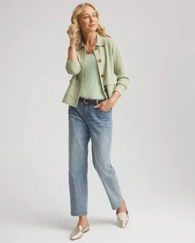 Chico's Button-front Cardigan Sweater Jacket In Sage Meadow