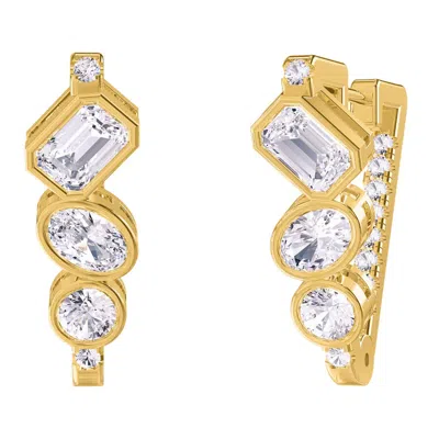 Diamond2deal 18k Vermeil Plated Silver 3.25 Ct Multi Shape Lab Grown Diamond Fancy Hoop Earrings Vvs In Gold