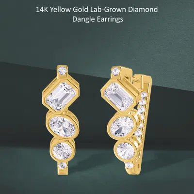 Diamond2deal 18k Vermeil Plated Silver 3.25 Ct Multi Shape Lab Grown Diamond Fancy Hoop Earrings Vvs In Gold