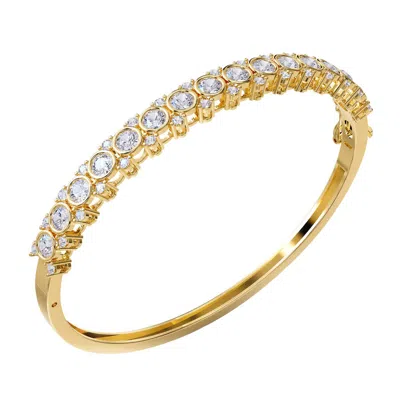 Diamond2deal 18k Vermeil Plated Silver 3.5 Ct Round Lab Grown Diamond Bangle Bracelet 7" Vvs-vs In Yellow