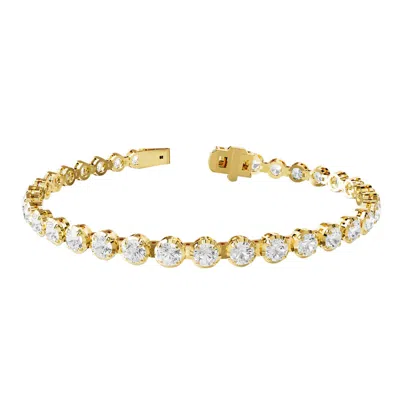 Diamond2deal 18k Vermeil Plated Silver 5.9 Ct Round Lab Grown Diamond Fancy Tennis Bracelet 7" Vvs-v In Yellow