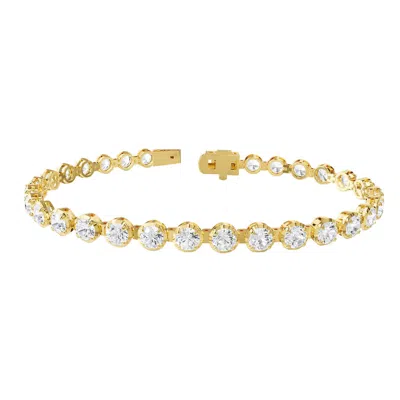 Diamond2deal 18k Vermeil Plated Silver 7.5 Ct Round Lab Grown Diamond Tennis Bracelet 7" Vvs-vs In Brown