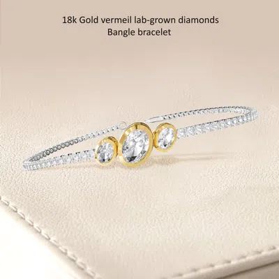 Diamond2deal 925 Sterling Silver Two-tone 3.9 Ct Oval Cut Lab Grown Diamond Tennis Bracelet 7" In Brown