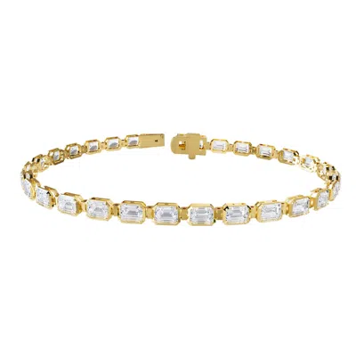Diamond2deal 18k Vermeil Plated Silver 7.75 Ct Radiant Cut Lab Grown Diamond Tennis Bracelet 7" Vvs- In Yellow