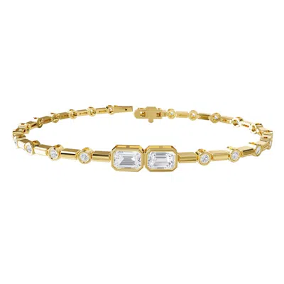 Diamond2deal 14k Yellow Gold 2 Carat Radiant Cut Lab Grown Diamond Link Bracelet 7" Vvs-vs In Yellow