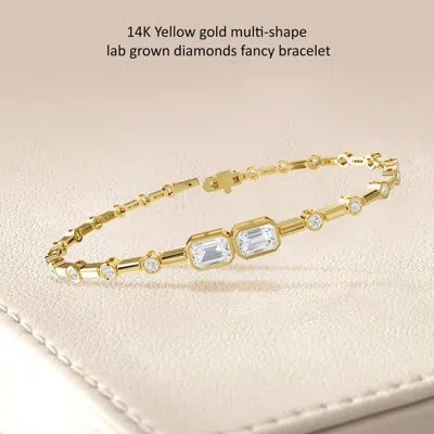 Diamond2deal 14k Yellow Gold 2 Carat Radiant Cut Lab Grown Diamond Link Bracelet 7" Vvs-vs In Yellow