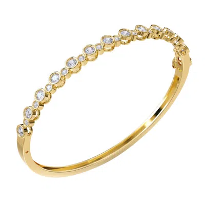 Diamond2deal 14k Yellow Gold 2 Carat Round Lab Grown Diamond Bangle Bracelet 7" Vvs-vs In Yellow