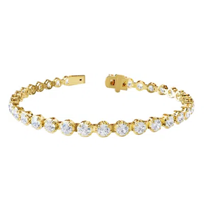 Diamond2deal 18k Vermeil Plated Silver 5.9 Ct Round Lab Grown Diamond Fancy Tennis Bracelet 7" Vvs-v In Yellow