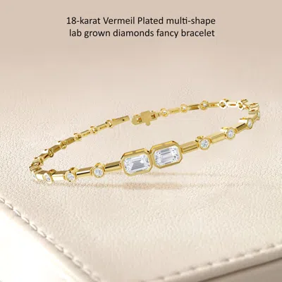 Diamond2deal 14k Yellow Gold 2 Carat Radiant Cut Lab Grown Diamond Link Bracelet 7" Vvs-vs In Yellow