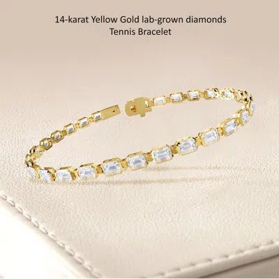 Diamond2deal 18k Vermeil Plated Silver 7.75 Ct Radiant Cut Lab Grown Diamond Tennis Bracelet 7" Vvs- In Yellow