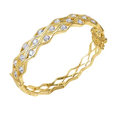 Diamond2deal 14k Yellow Gold 4.50 Carat Round Lab Grown Diamond Bangle Bracelet 7" Vvs-vs In Yellow