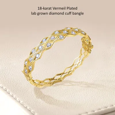 Diamond2deal 14k Yellow Gold 4.50 Carat Round Lab Grown Diamond Bangle Bracelet 7" Vvs-vs In Yellow