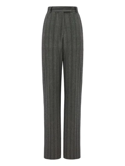 Ferragamo Tailored Trouser In Chevron In Green