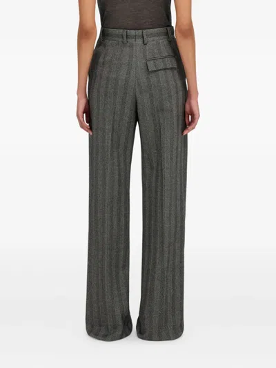 Ferragamo Tailored Trouser In Chevron In Green