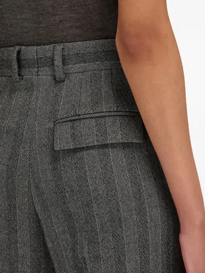 Ferragamo Tailored Trouser In Chevron In Green