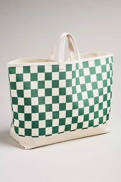 Daily Practice By Anthropologie Daily Practice Canvas Checkered Tote Bag In Green