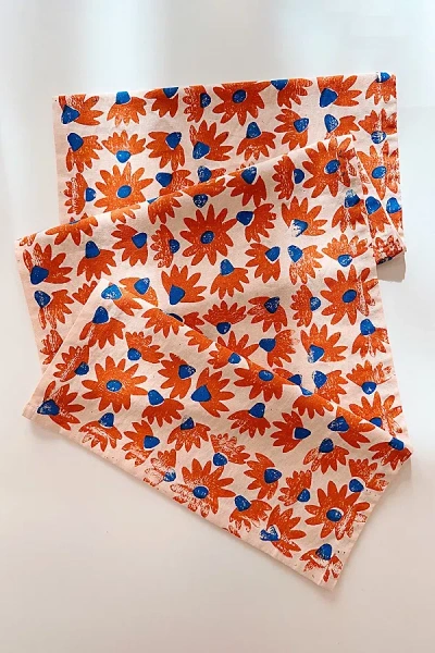 Julie Peach Block Printed Coneflower Runner In Pink At Urban Outfitters